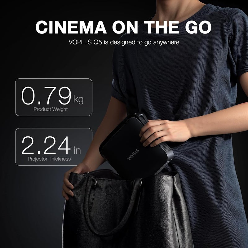 VOPLLS 【مرخص رسميًا تطبيق محلي و1080P أصلي】أرفع جهاز عرض ميني ذكي بحجم 2.24 بوصة مع واي فاي وبلوتوث، تركيز تلقائي وتصحيح كاستان محمول في الهواء الطلق، جهاز عرض أفلام منزلي يدعم 4K. - Image 3